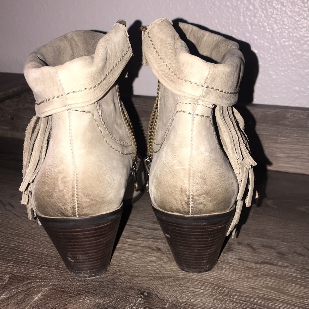 SAM EDELMAN Gray Leather Fring Ankle booties. - Picture 5 of 7